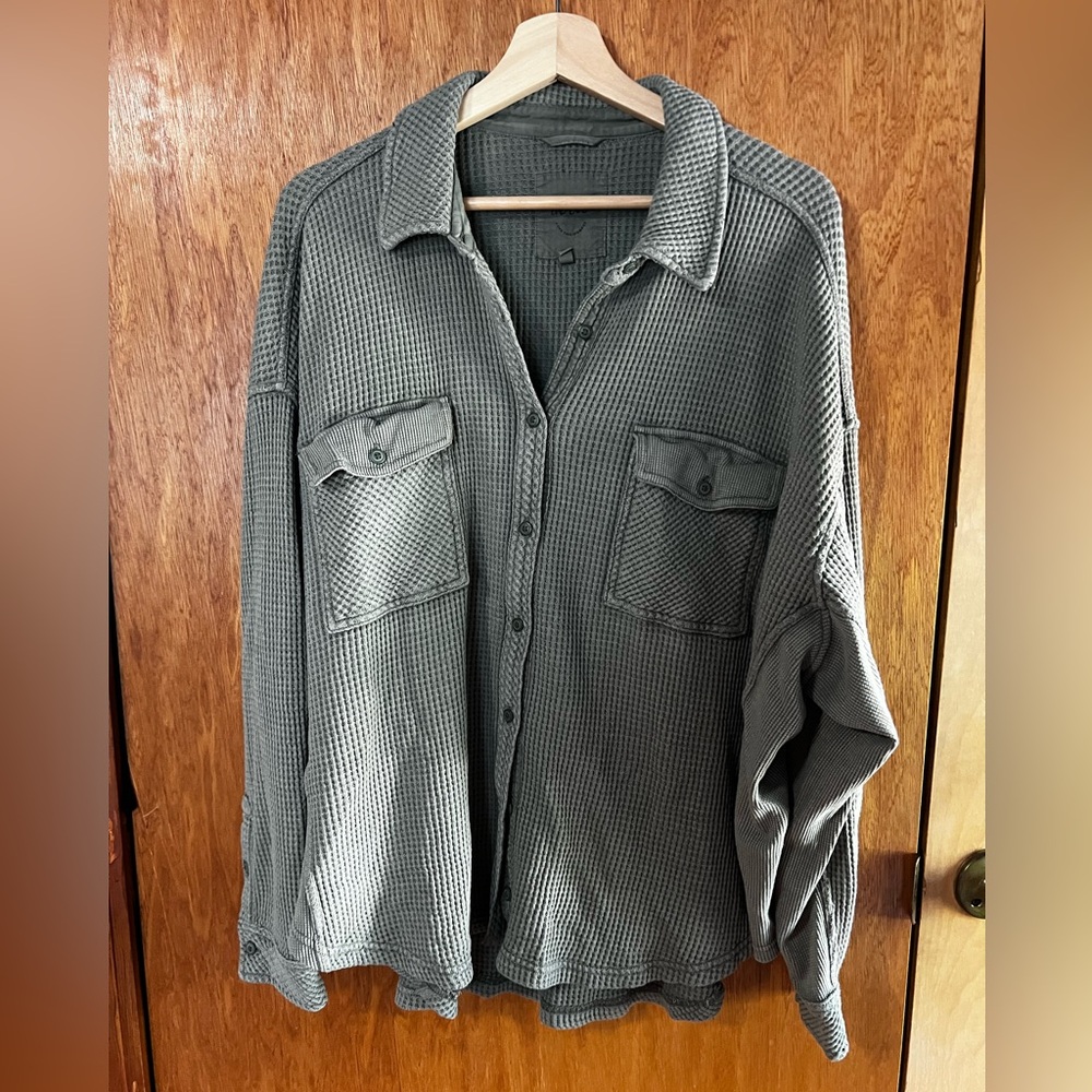 Aerie Lumber Jane Waffle Shirt, size large